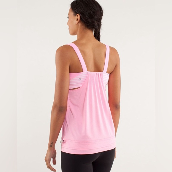 Lululemon Run Striped Back On Track Tank Built in Bra Workout Flowy Gym Top - Picture 2 of 10